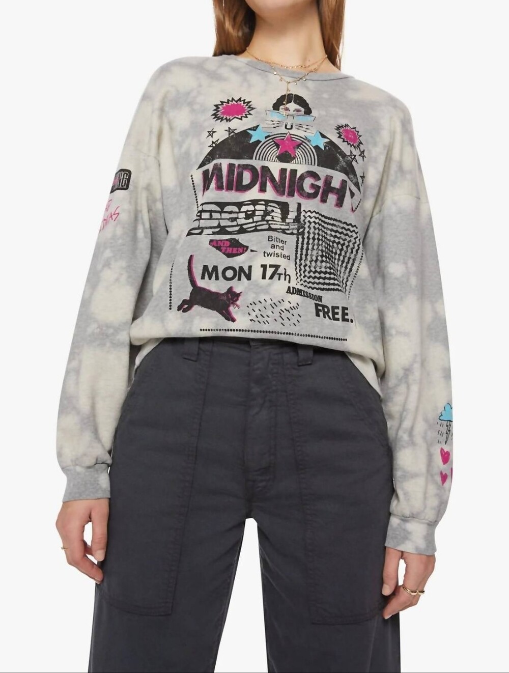 Mother Drop Square Sweatshirt In Midnight Special Graphic Sweatshirt